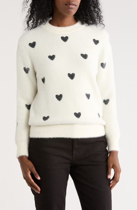 Fluffy Heart Pullover Sweater