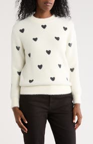 Nicole Miller Fluffy Heart Pullover Sweater
