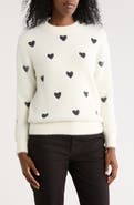 Nicole Miller Fluffy Heart Pullover Sweater