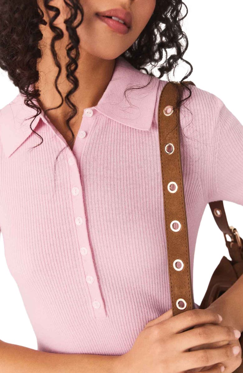 maje Polo collar ribbed sweater, Alternate, color, Pink