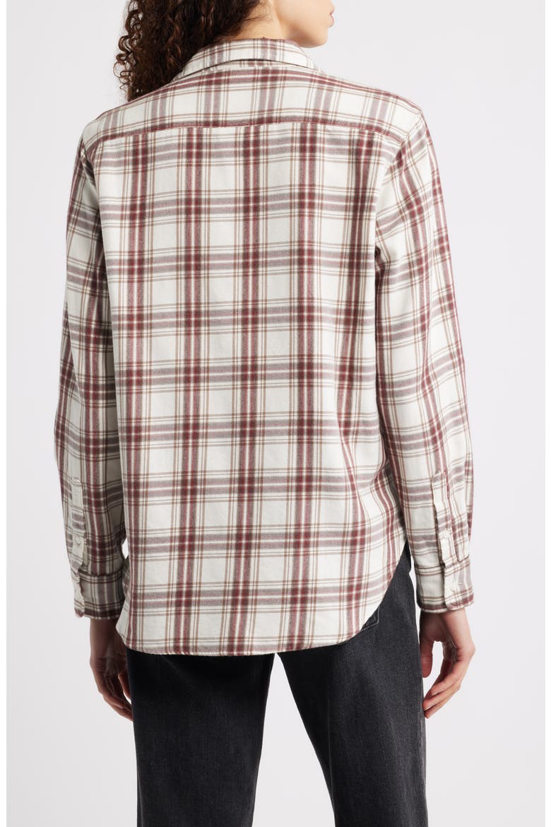 Eileen Relaxed Button-Up Shirt, Alternate, color, CREAM WINE BROWN PLAID