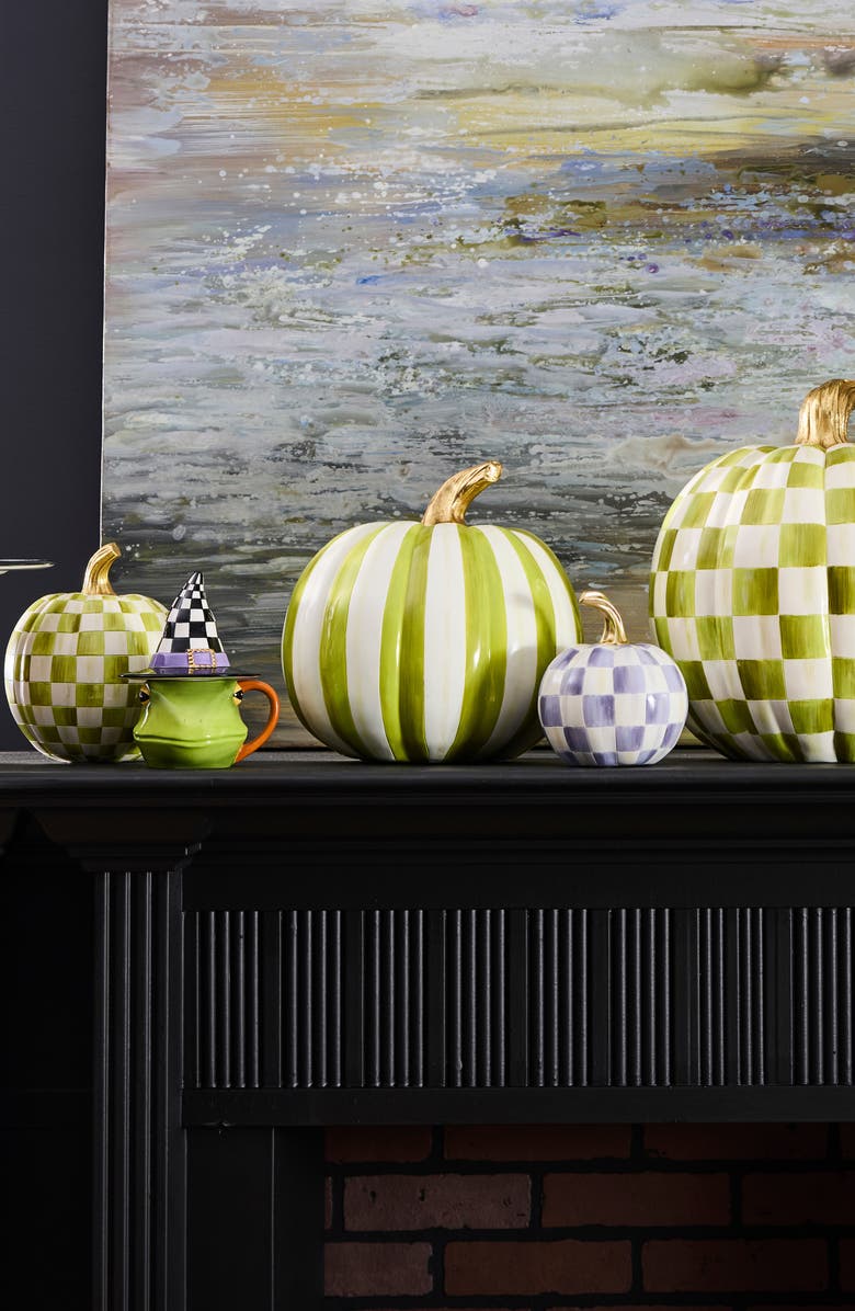 MACKENZIE CHILDS Moss Stripe Medium Pumpkin, Alternate, color, Green