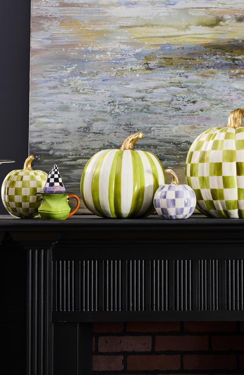Mackenzie-childs Mackenzie Childs Moss Stripe Medium Pumpkin In Green