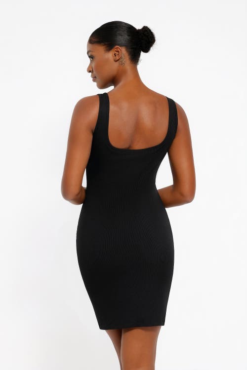 Popilush Shapewear Modal Sculpting Inner Lace Cami Mini Dress In Midnight Black