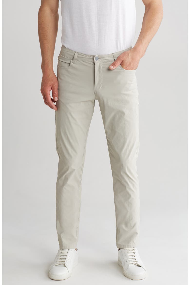 Flat Front Slim Leg Performance Twill Pants, Main, color, STONE
