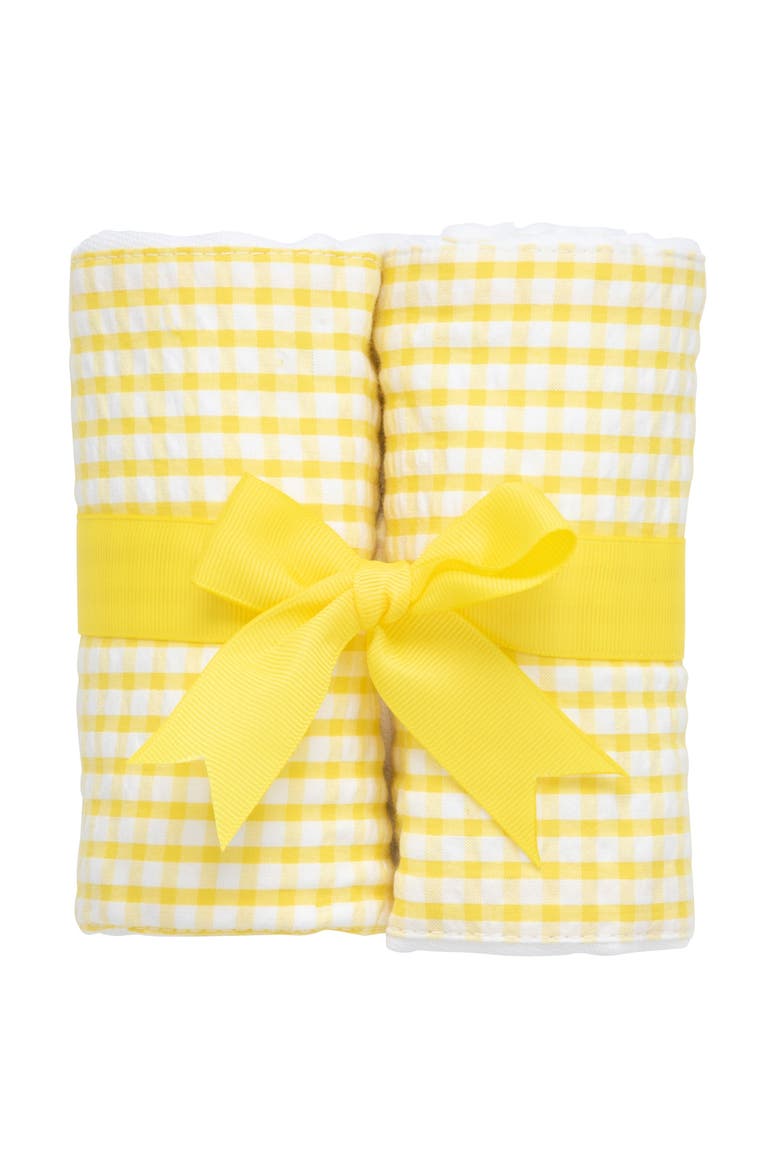 Big Check Set of Two Burp Cloths, Main, color, Yellow