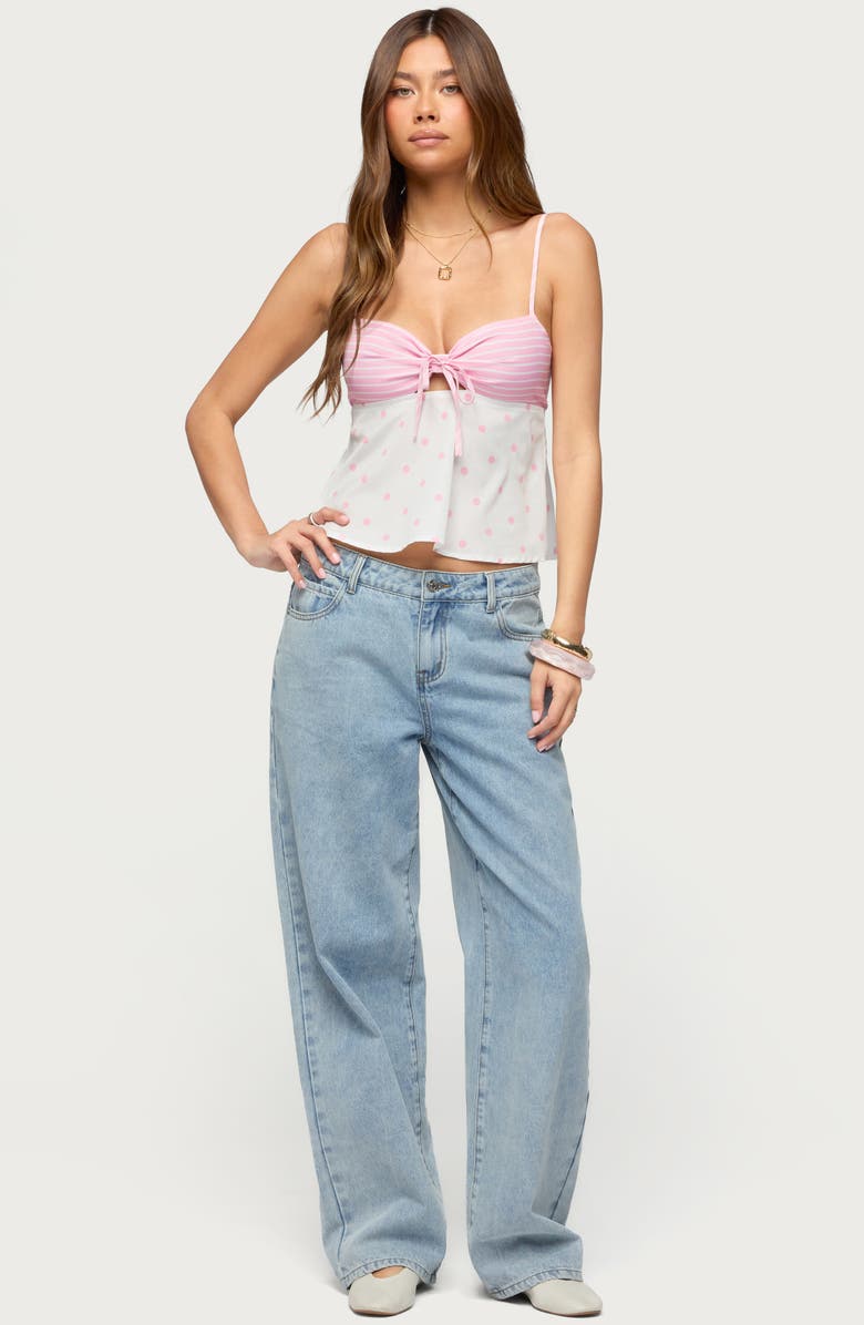 EDIKTED Tilly Mixed Print Top, Alternate, color, Pink-And-White