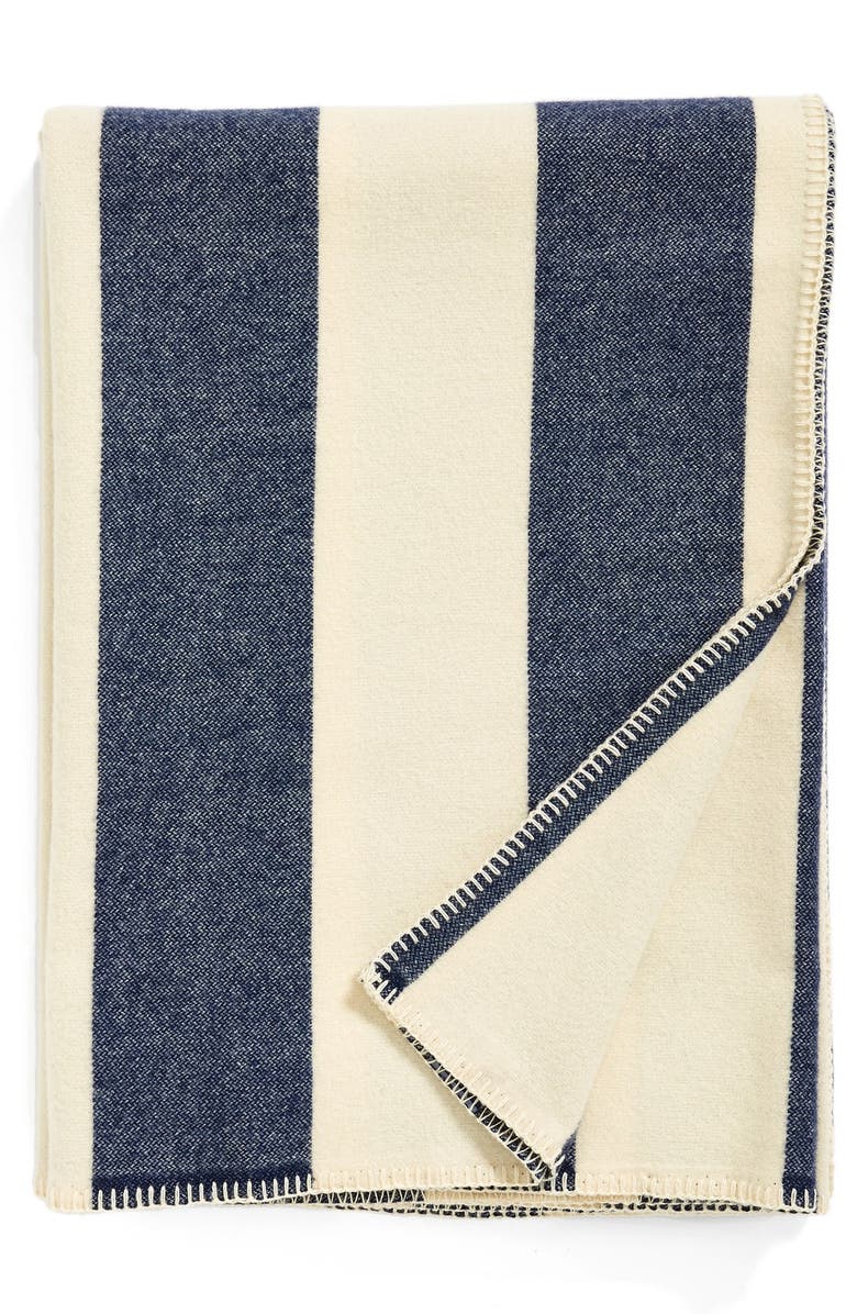 Faribault Woolen Mill 'Broad Stripe' Virgin Wool Blanket, Main, color, 