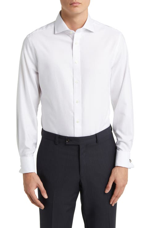 Non-Iron Clifton Weave Cutaway Slim Fit Shirt Double Cuff