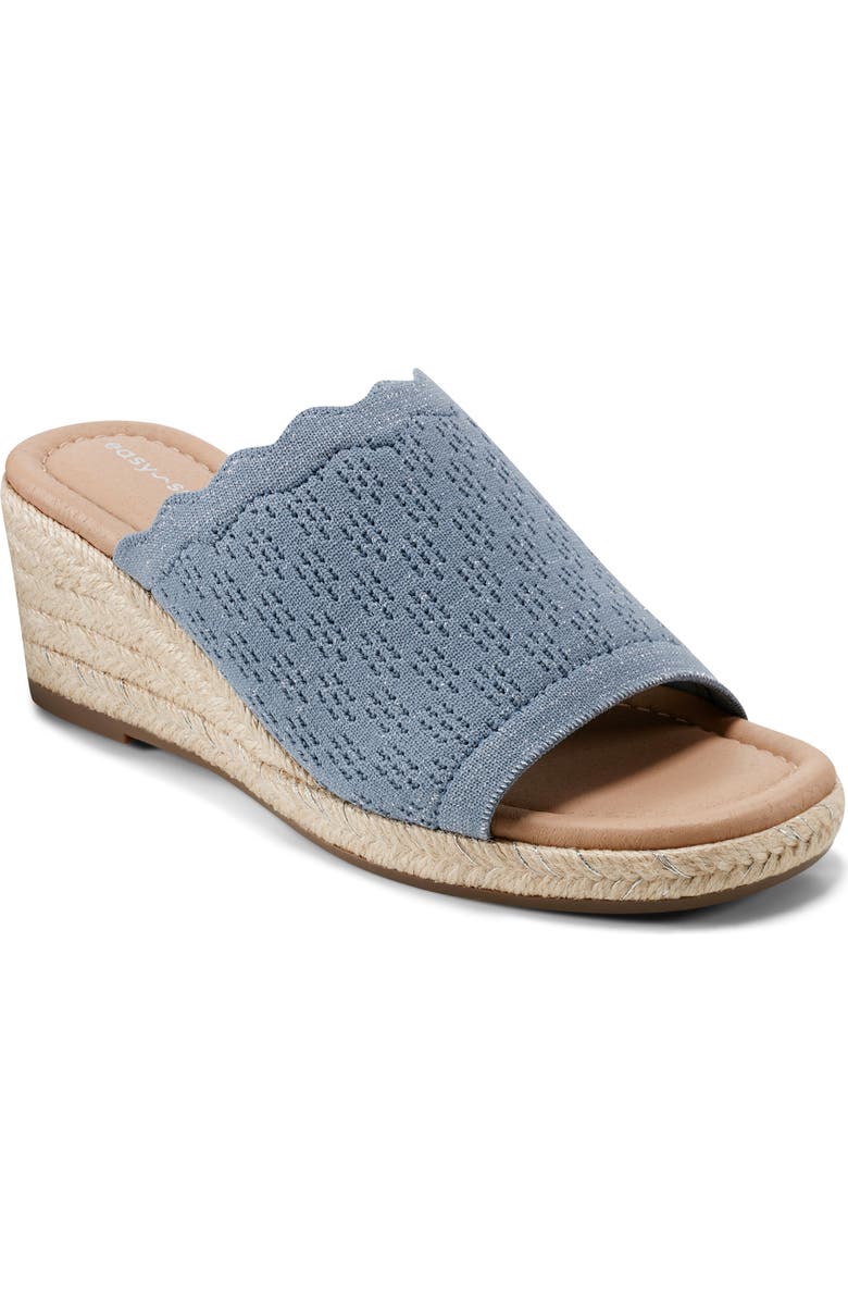 Easy Spirit Shanice Wedge Espadrille Slide Sandal - Wide Width Available, Main, color, Blue