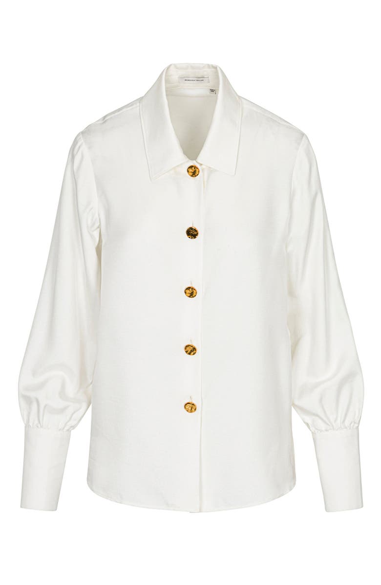 Rebecca Taylor Silky Novelty Button Shirt, Alternate, color, Milk