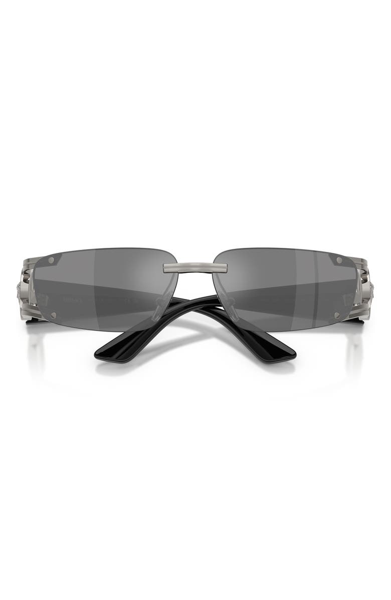 Versace 59mm Rectangular Sunglasses, Alternate, color, Gunmetal / Grey Mirror Silver