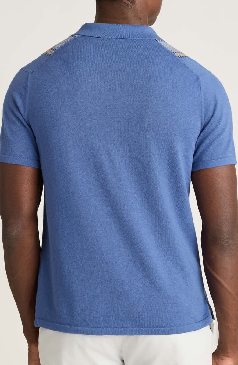 Bonobos Hudson Cabana Stripe Short Sleeve Cotton Button-Up Sweater, Alternate, color, Steel Blue + Brown Diamonds