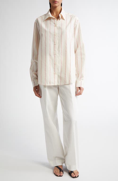 Totême Toteme Relaxed Stripe Button-up Shirt In Ecru/blossom