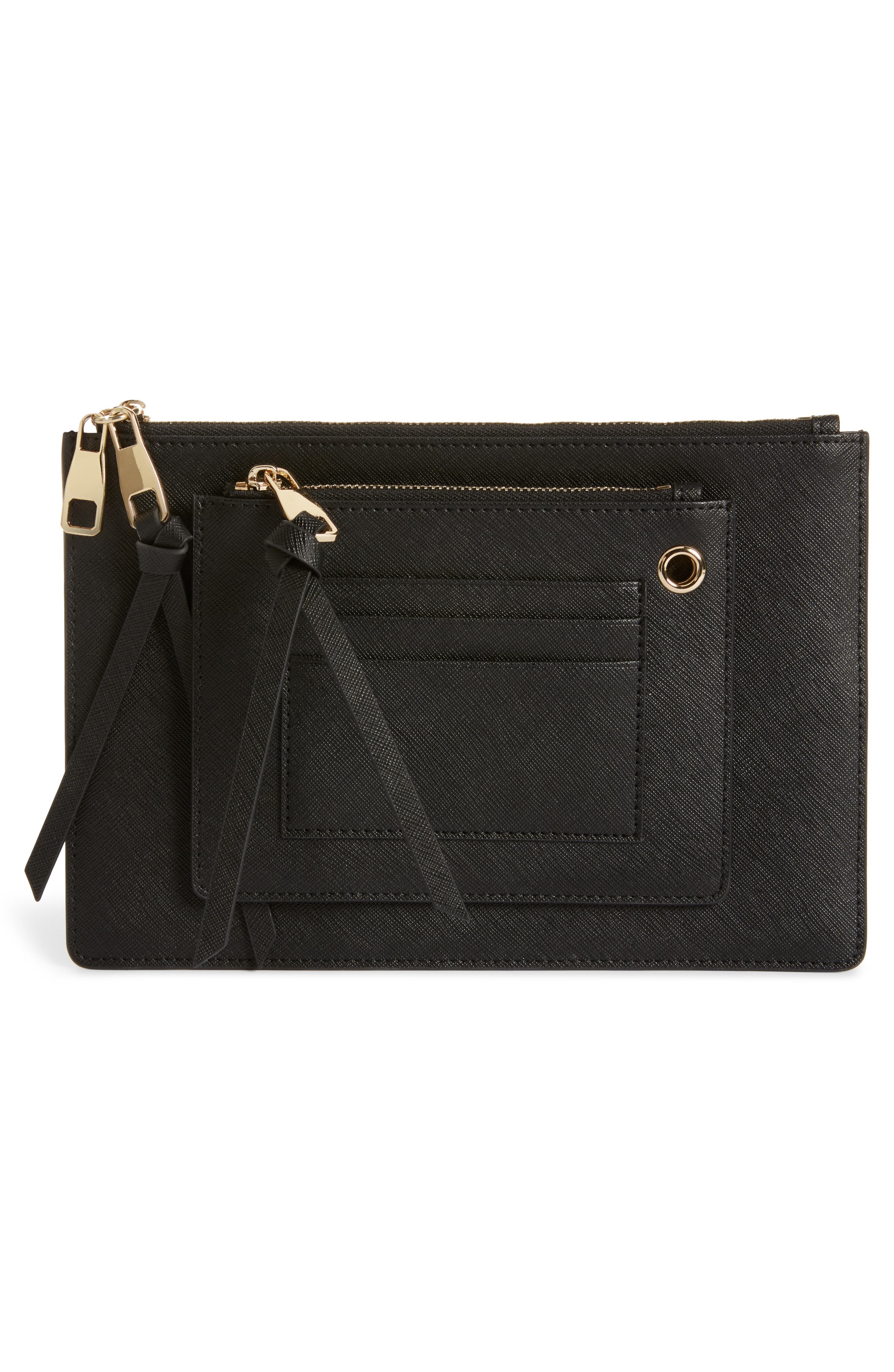 8 Other Reasons x Jill Jacobs Saffiano Leather Zip Pouch, Main, color, 