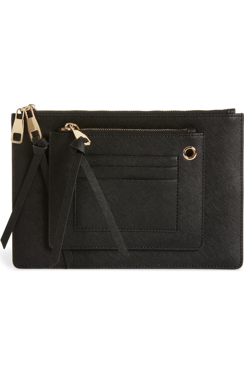 8 Other Reasons x Jill Jacobs Saffiano Leather Zip Pouch, Main, color,