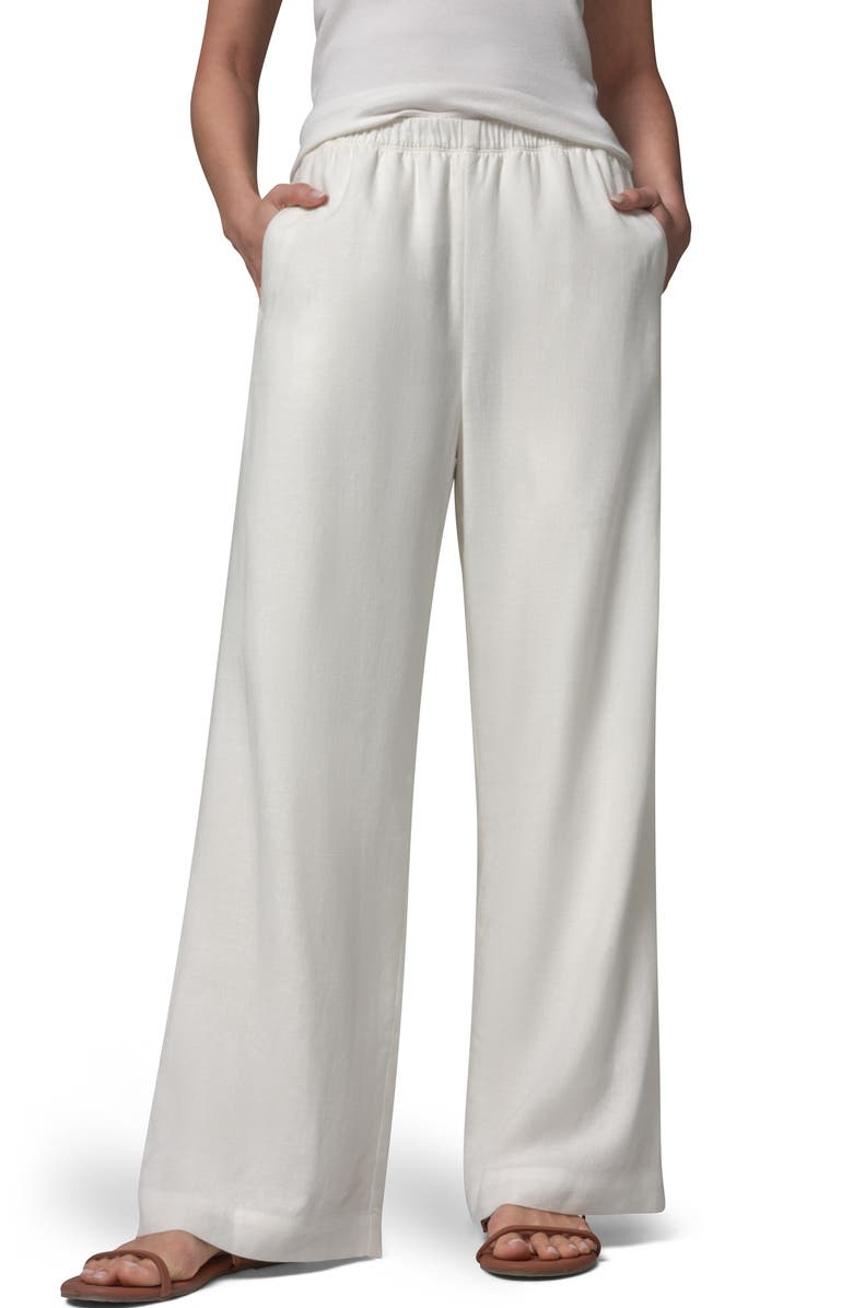 Donna Karan New York Linen Blend Pull-On Wide Leg Pants, Main, color, Cream