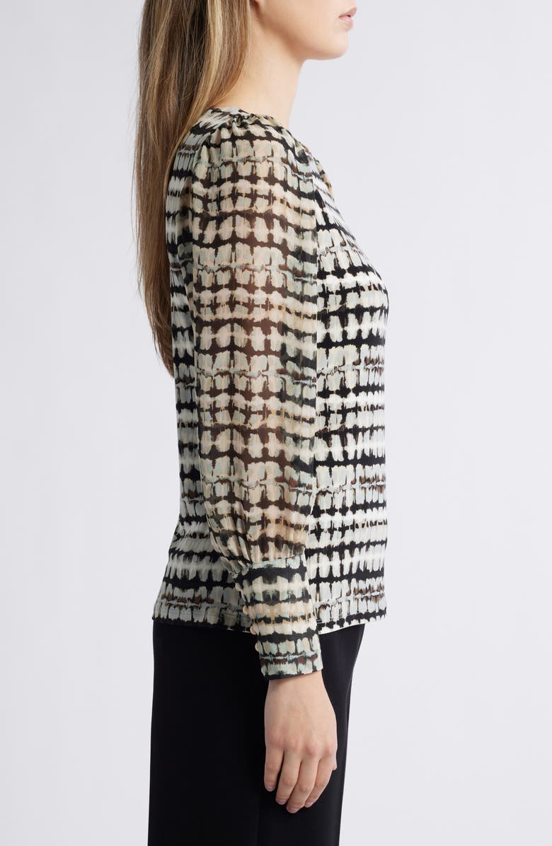 Anne Klein Print Bishop Sleeve Top, Alternate, color, 