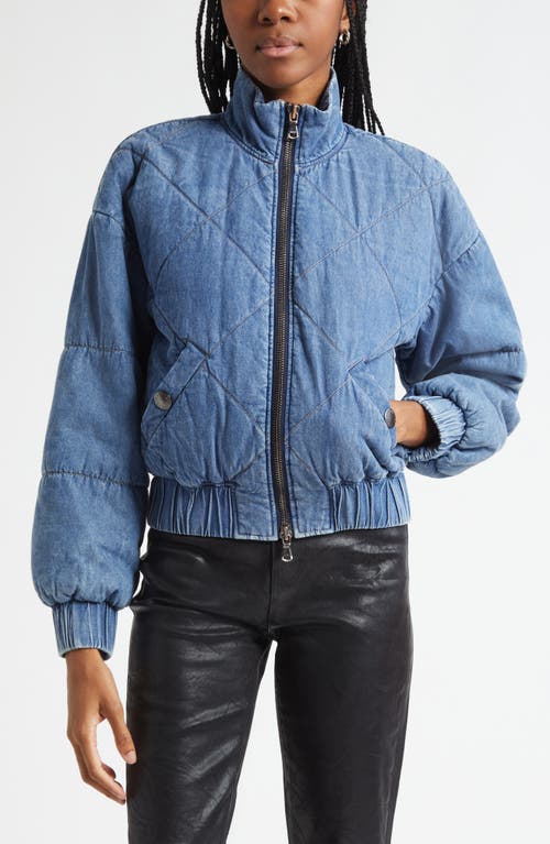L'agence Ryah Washed Denim Quilted Bomber Jacket In Blue