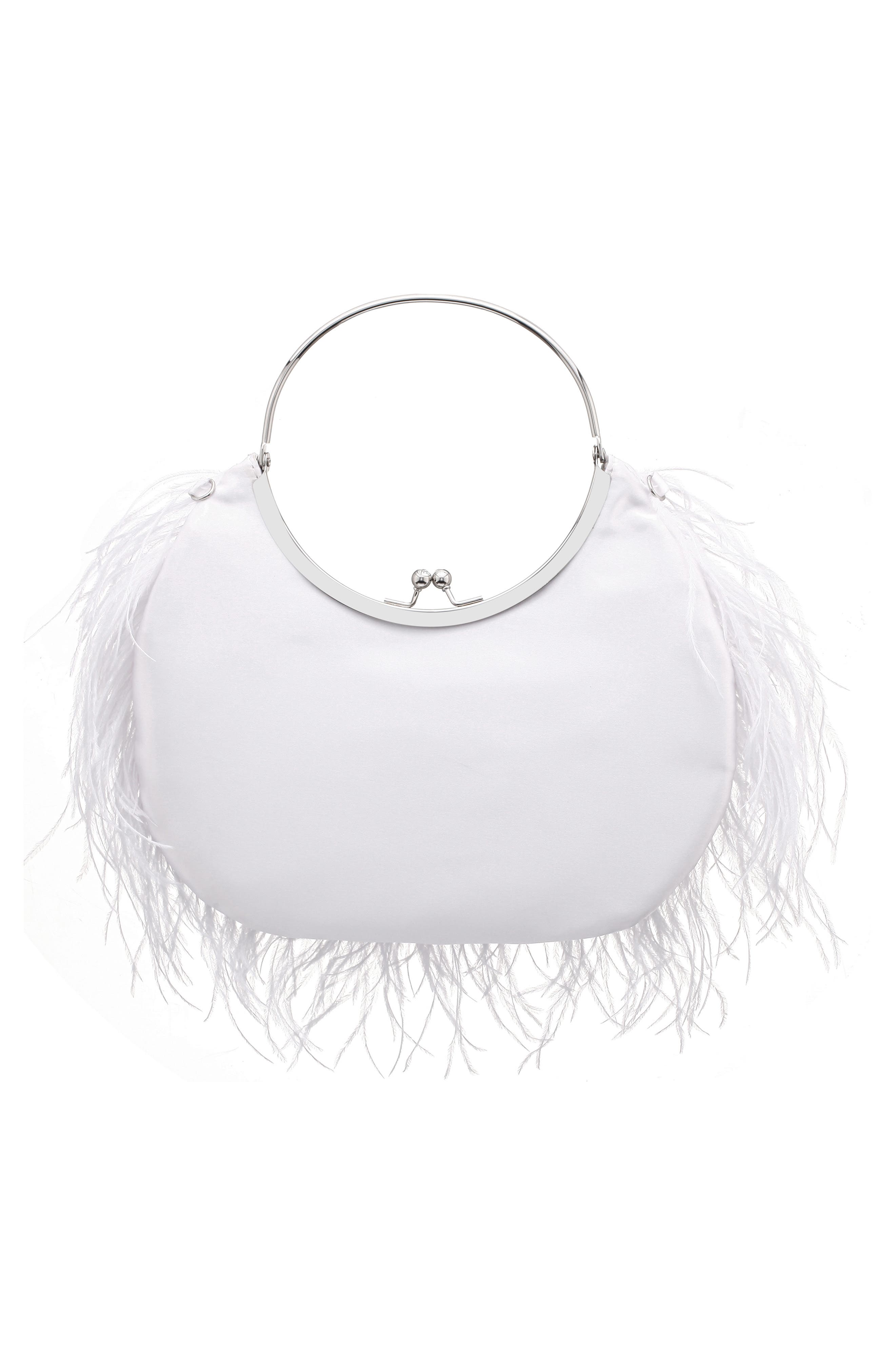 Nina Splash Feather Handbag, Alternate, color, White