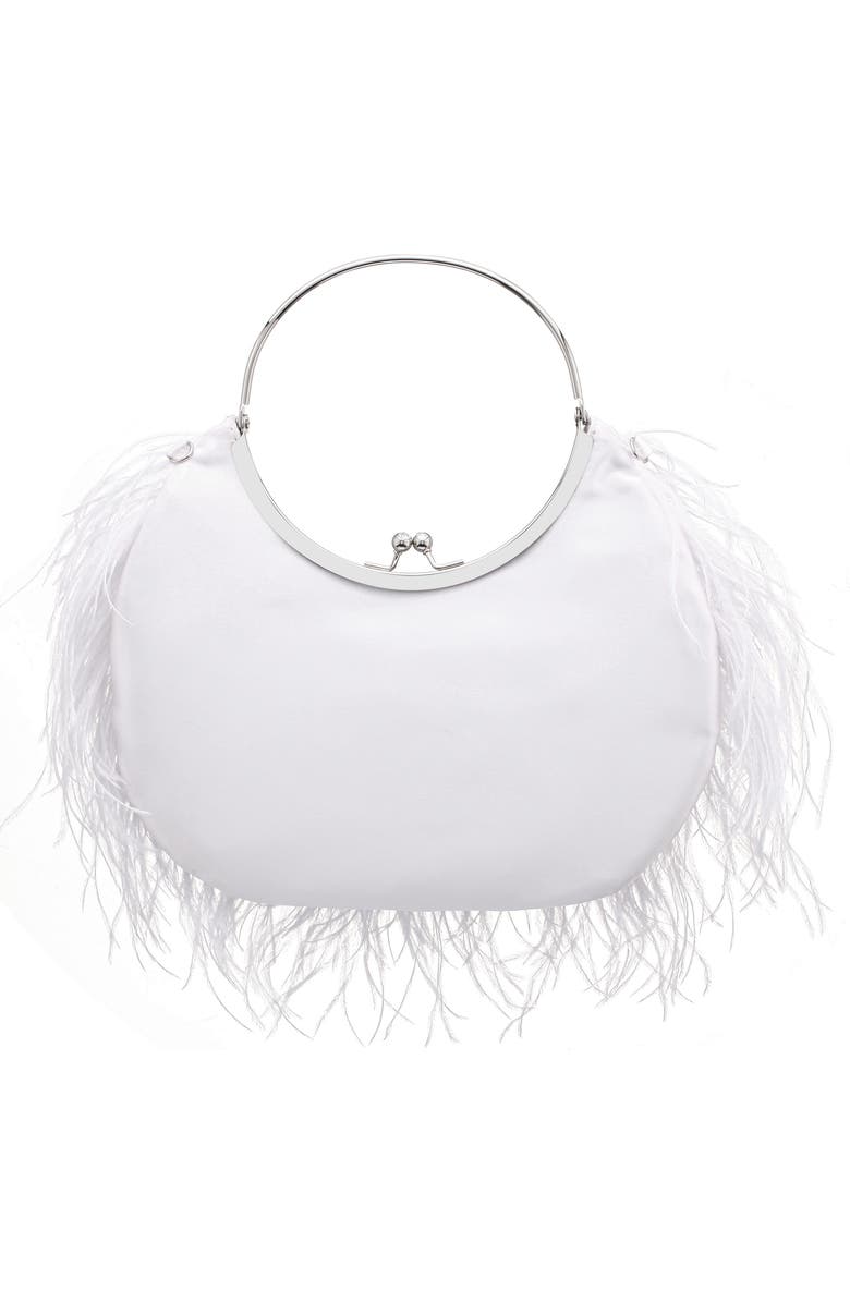 Nina Splash Feather Handbag, Alternate, color, White