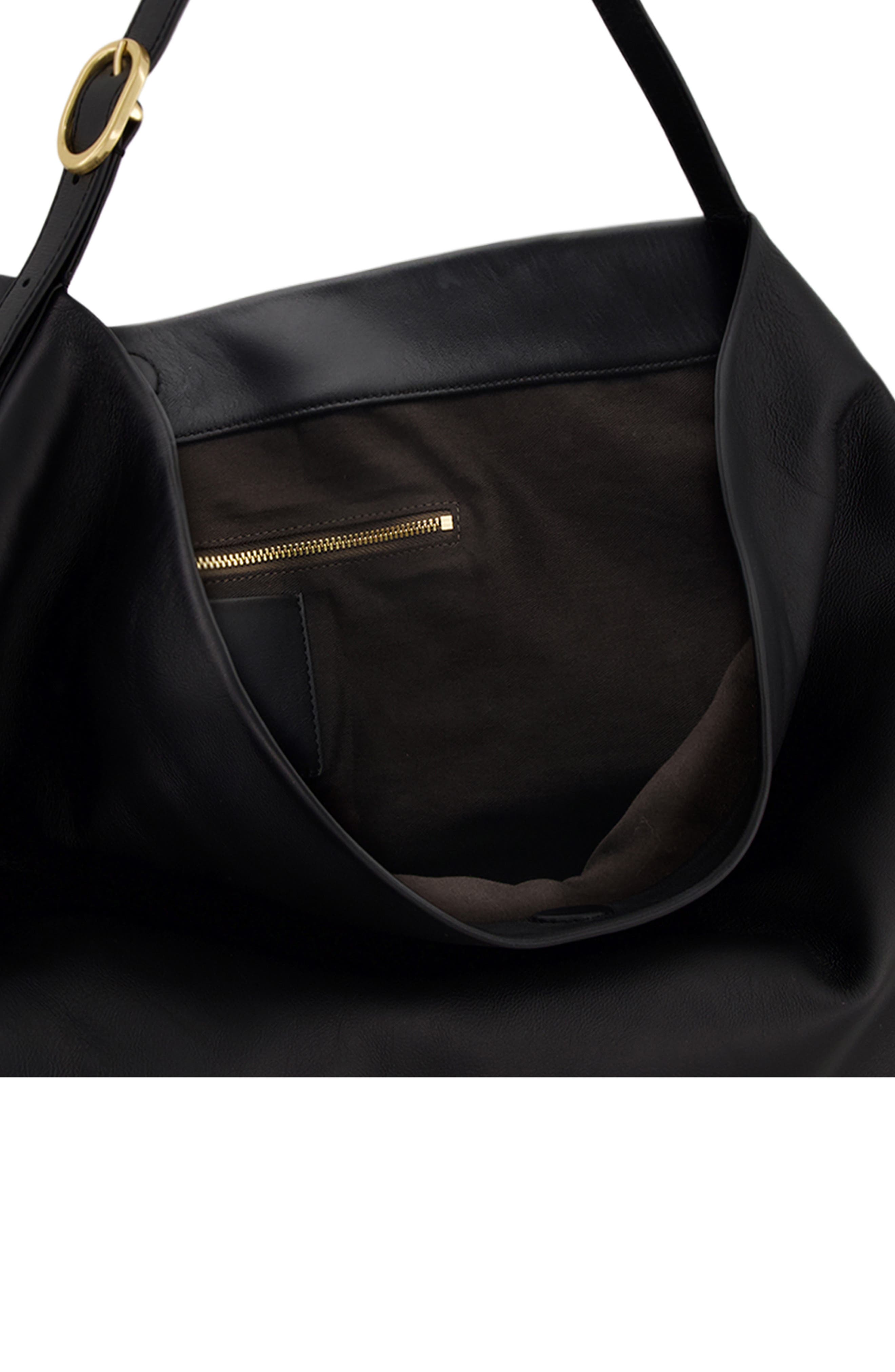 Vince Large Plonge Vivian Leather Hobo Bag, Alternate, color, Black