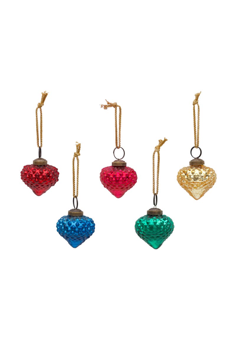 Glass Vintage Multi Christmas Tree Ornament Set of 5, Main, color, Green