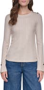 DKNY Jeans Ribbed Button Detail Sweater
