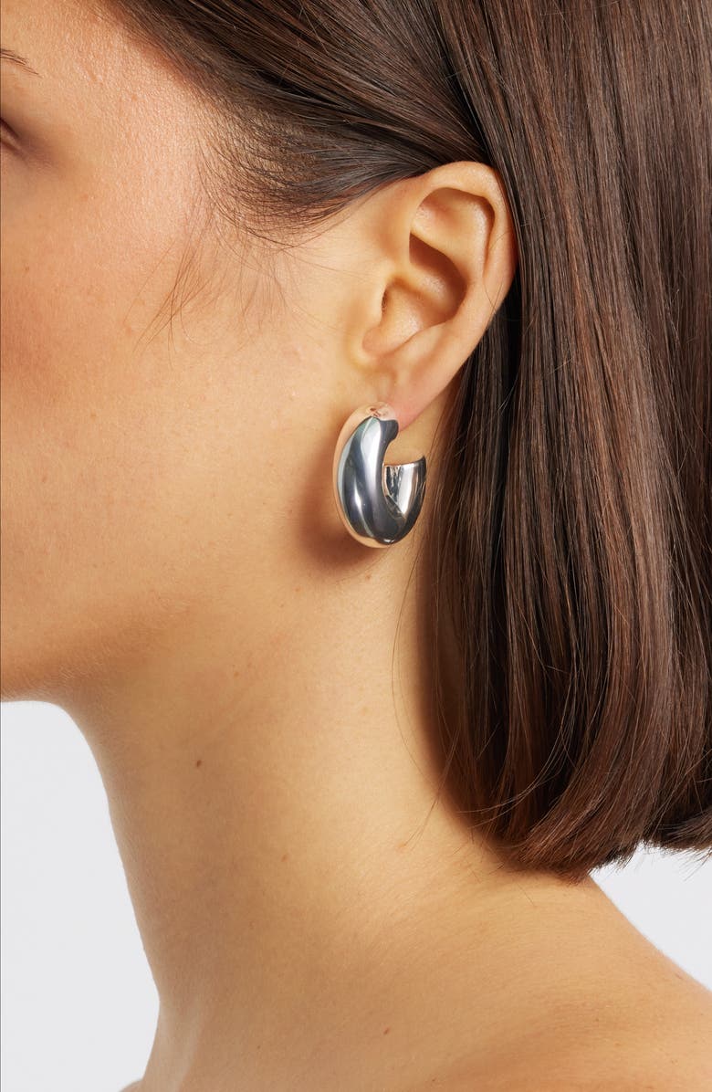 NEST Jewelry High Polish Chunky Hoop Earrings, Alternate, color, Silver