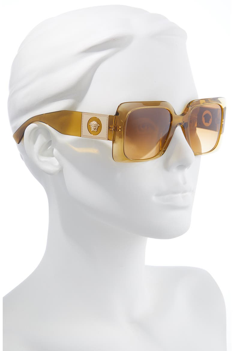 54mm Gradient Rectangle Sunglasses, Alternate, color, TRANS HONEY/ LIGHT YELLOW GRAD