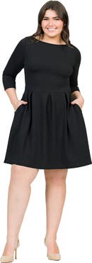 24seven Comfort Apparel Plus Size Perfect Fit and Flare Pocket Dress