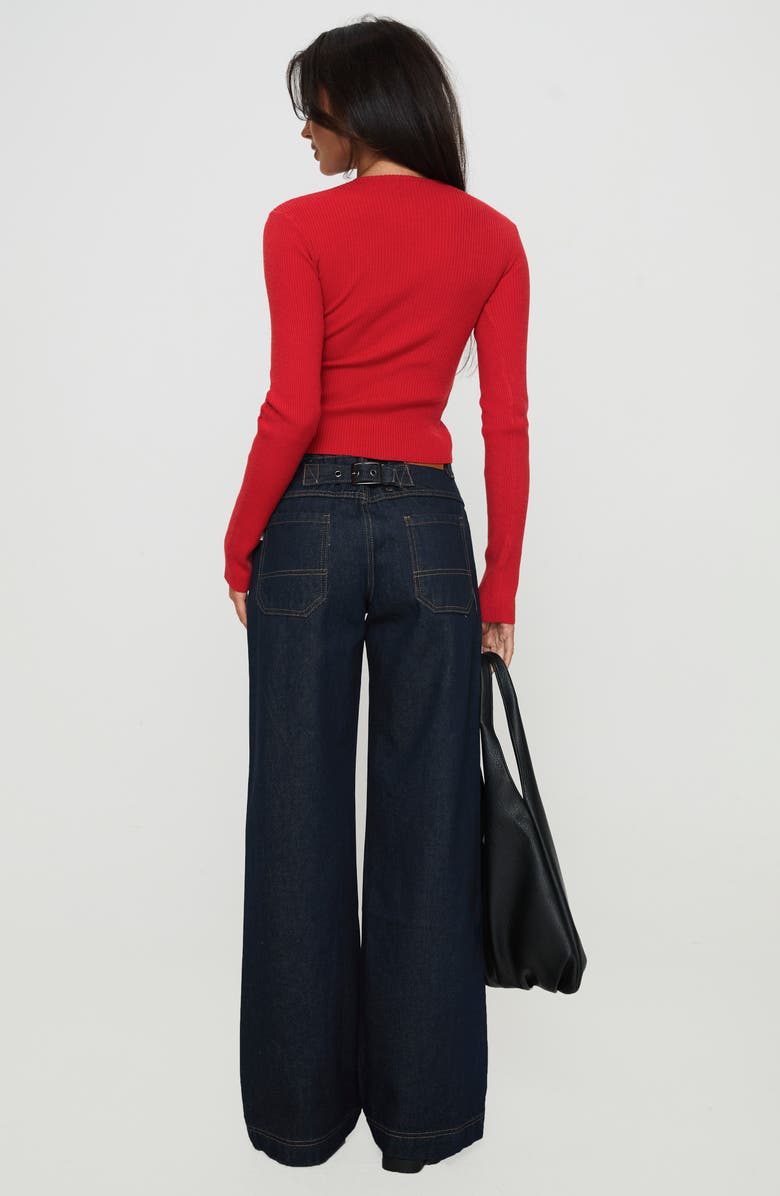 Princess Polly Suzu Rib Cardigan, Alternate, color, Red