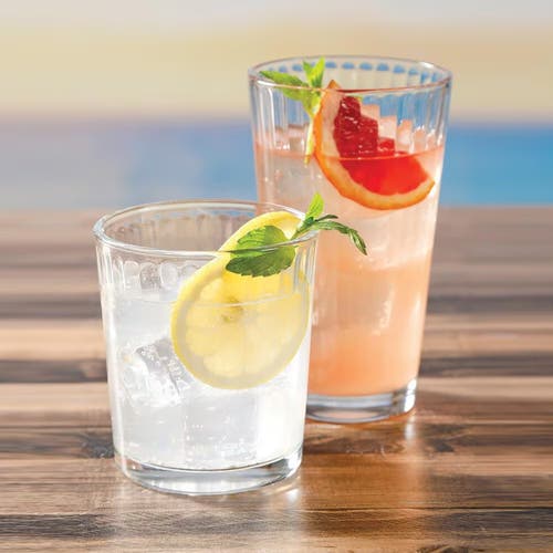 Gibson Home Moonstone 4 Piece 16 Ounce Glass Tumbler Set In Transparent