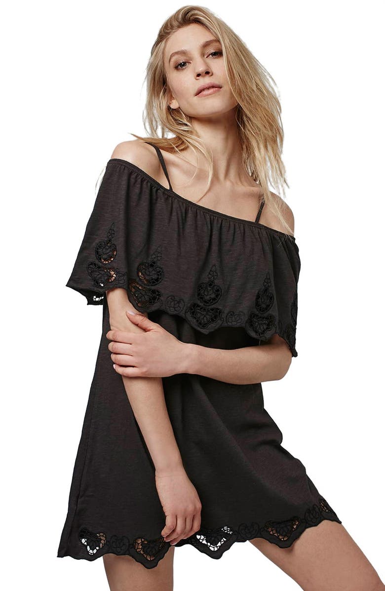 Topshop Cutwork Trim Strappy Sundress, Alternate, color, 