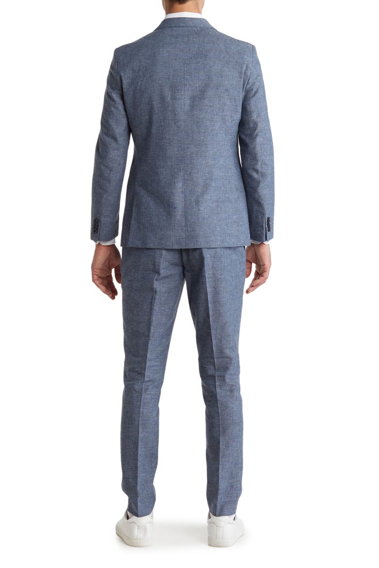Plaid Linen Blend Suit, Alternate, color, NAVY