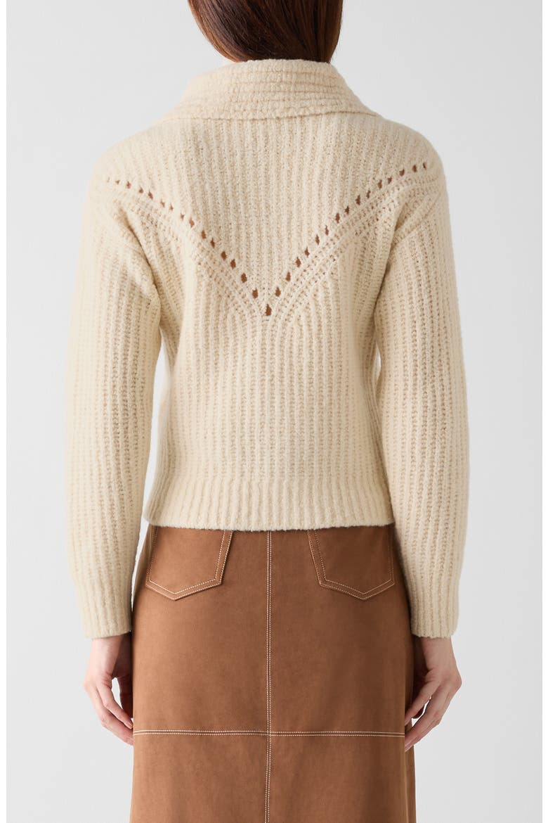 Shea Merino Wool Blend Zip-Up Cardigan, Alternate, color, CREAM