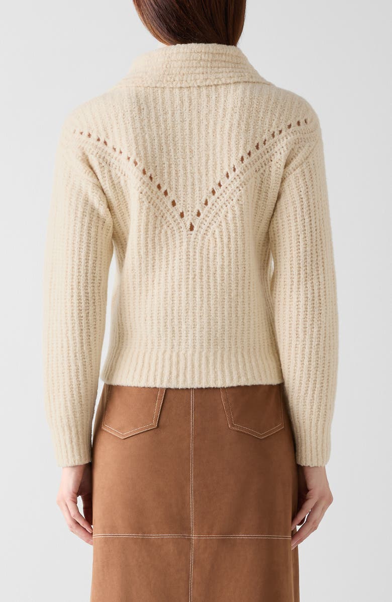 LK Bennett Shea Merino Wool Blend Zip-Up Cardigan, Alternate, color, Cream