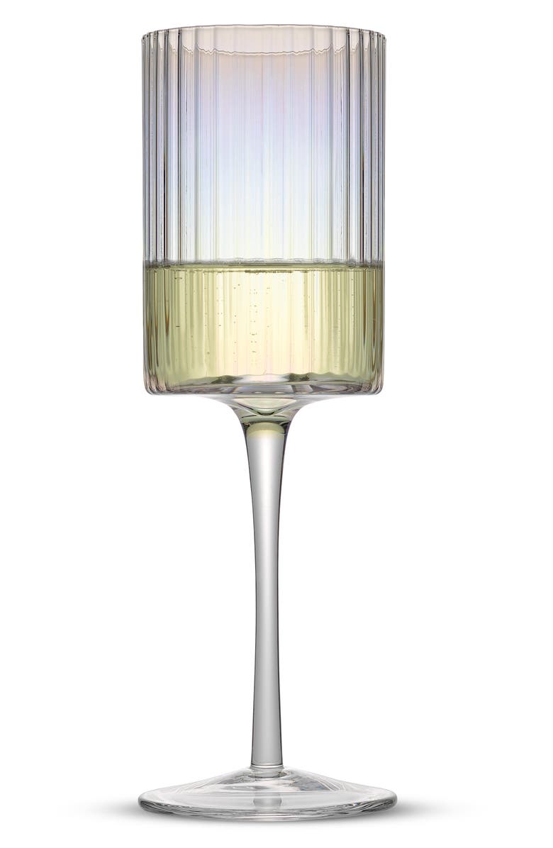 JoyJolt Christian Siriano Set of 2 Stunning Chroma Iridescent Red Wine Glasses, Alternate, color,