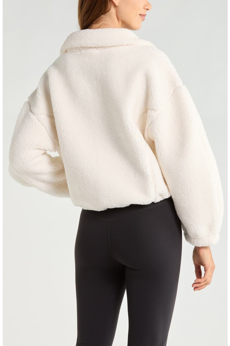 Faux Shearling Half Zip Pullover, Alternate, color, IVORY EGRET