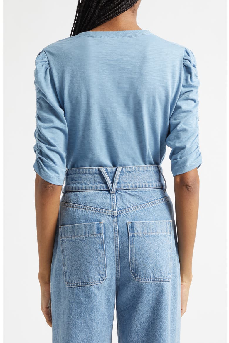 Waldorf Ruched Sleeve Top, Alternate, color, BLUE RIVER