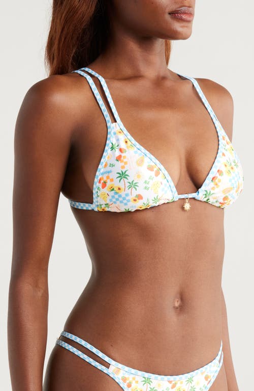 Kulani Kinis Malima White Multi Print Halter Triangle Bikini Top In Suncatcher