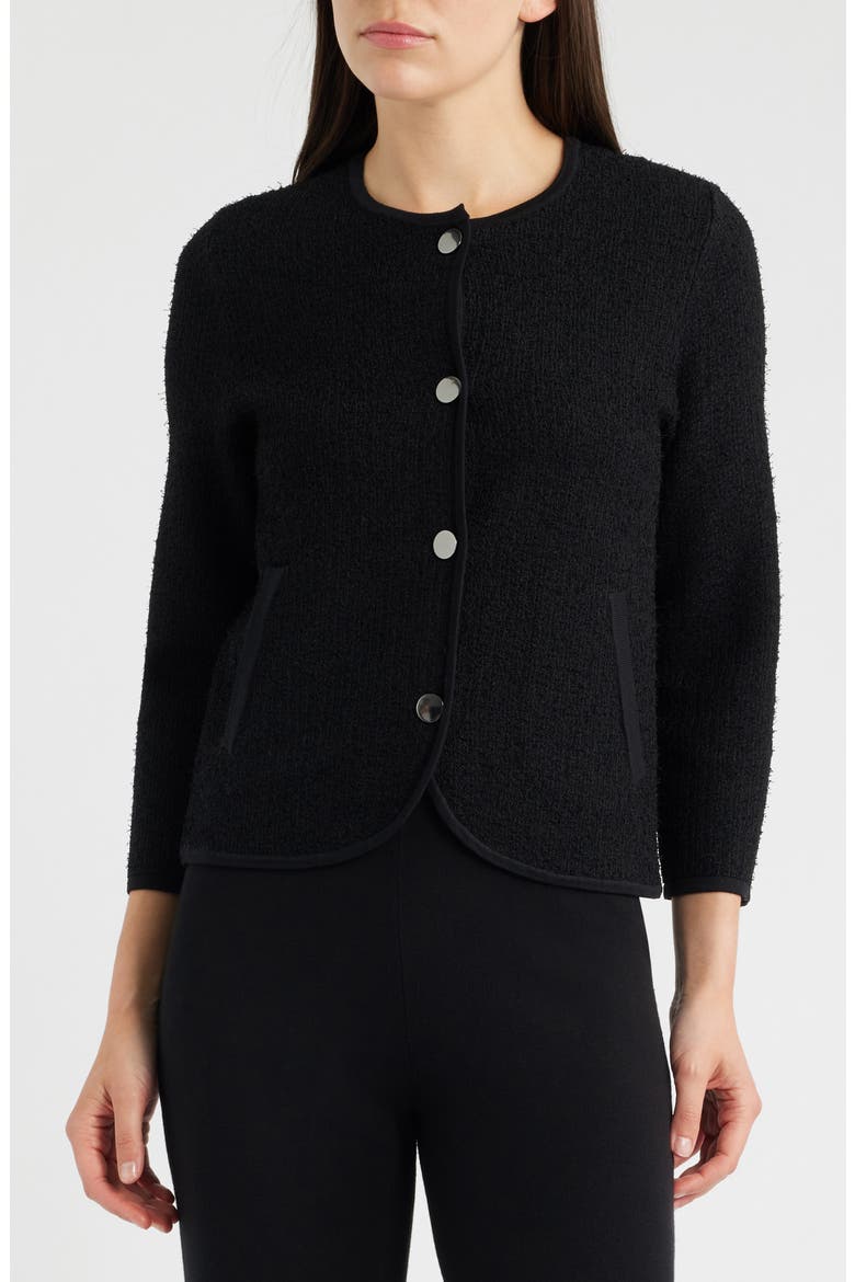 Eyelash Texture Cardigan, Alternate, color, ANNE BLACK