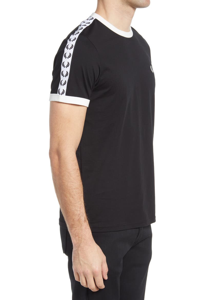 Extra Trim Fit Cotton Ringer T-Shirt, Alternate, color, BLACK 2