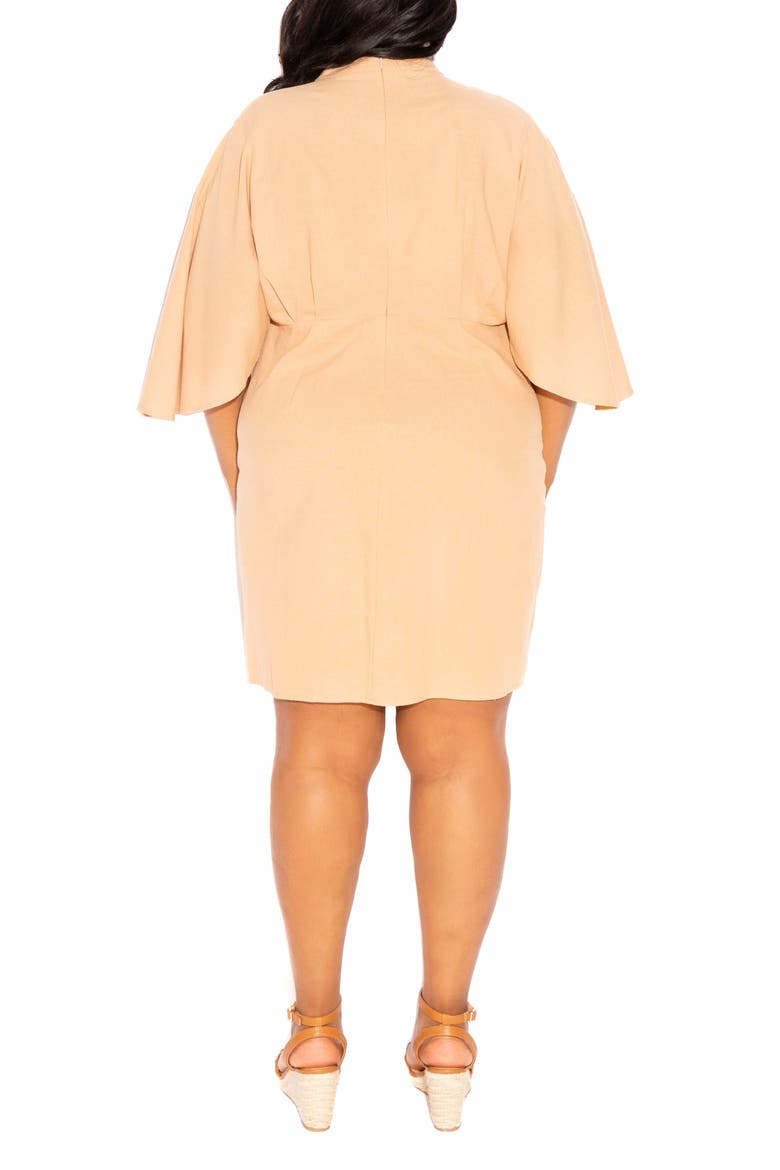 Tie Waist Cotton Blend Minidress, Alternate, color, BEIGE