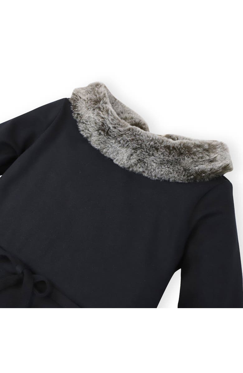 Hope & Henry Baby Girls' Long Sleeve Ponte Dress with Faux Fur, Infant, Alternate, color, 
