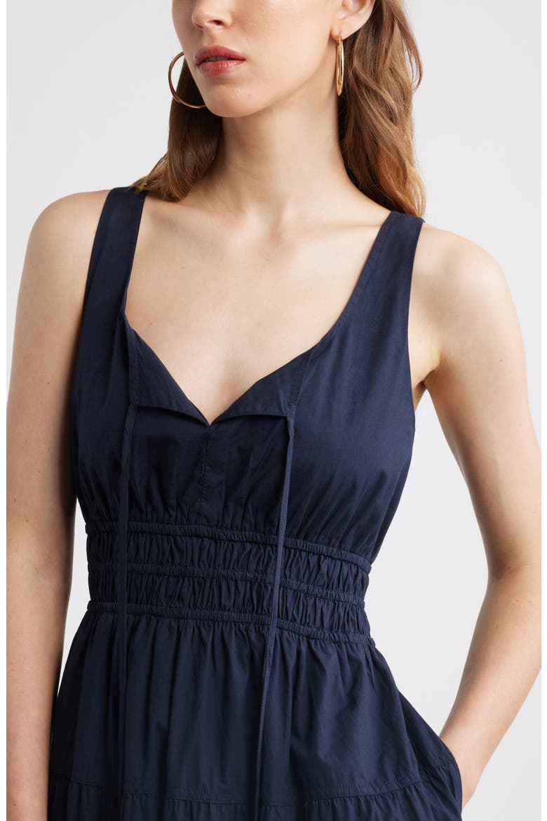 Cotton Poplin Tiered Maxi Sundress, Alternate, color, NAVY