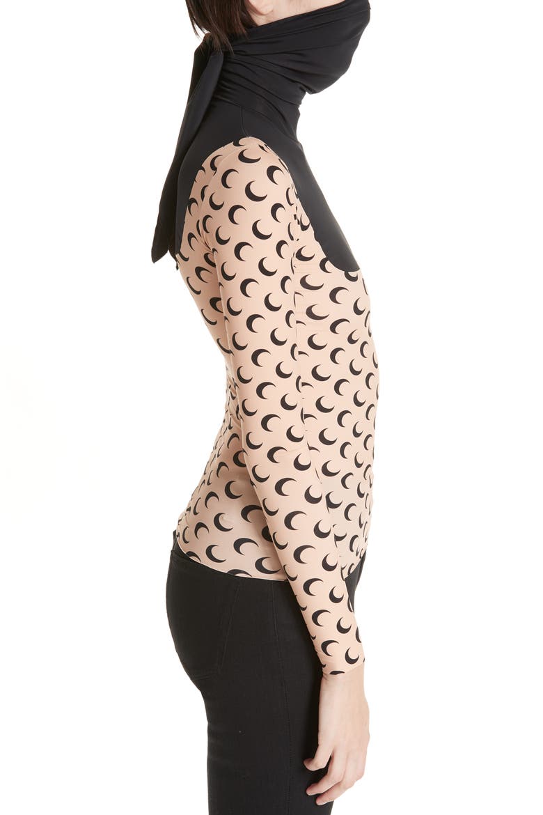 Moon Print Knit Top, Alternate, color, BLACK/ ALL OVER MOON TAN