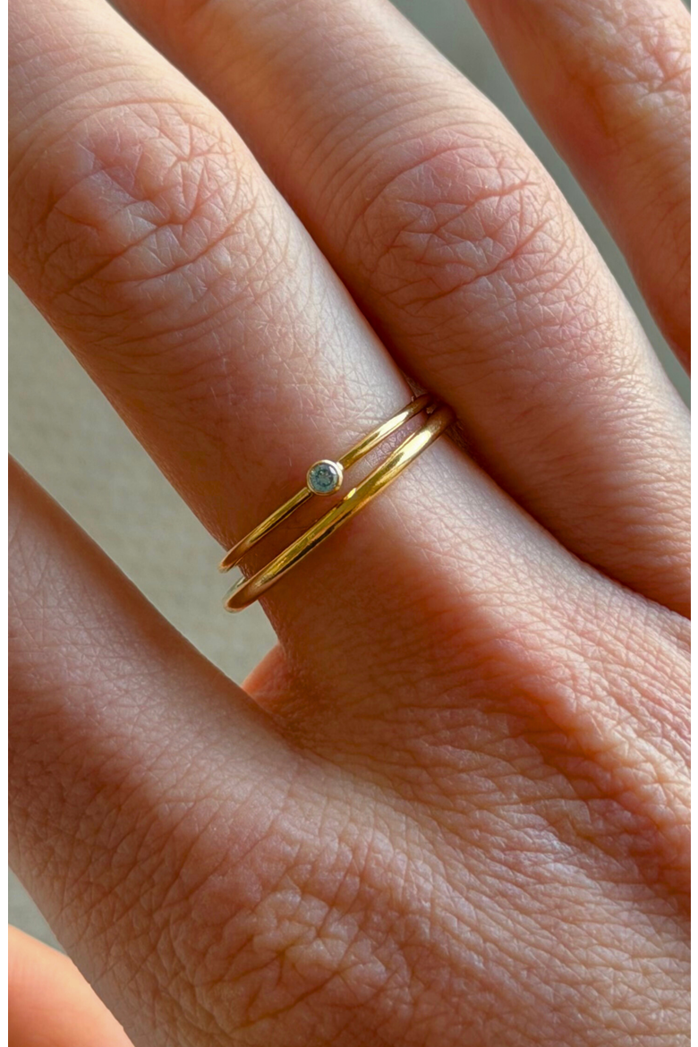 March Birthstone 14k Gold Filled Dainty Ring Stacking Set, Alternate, color, Gold