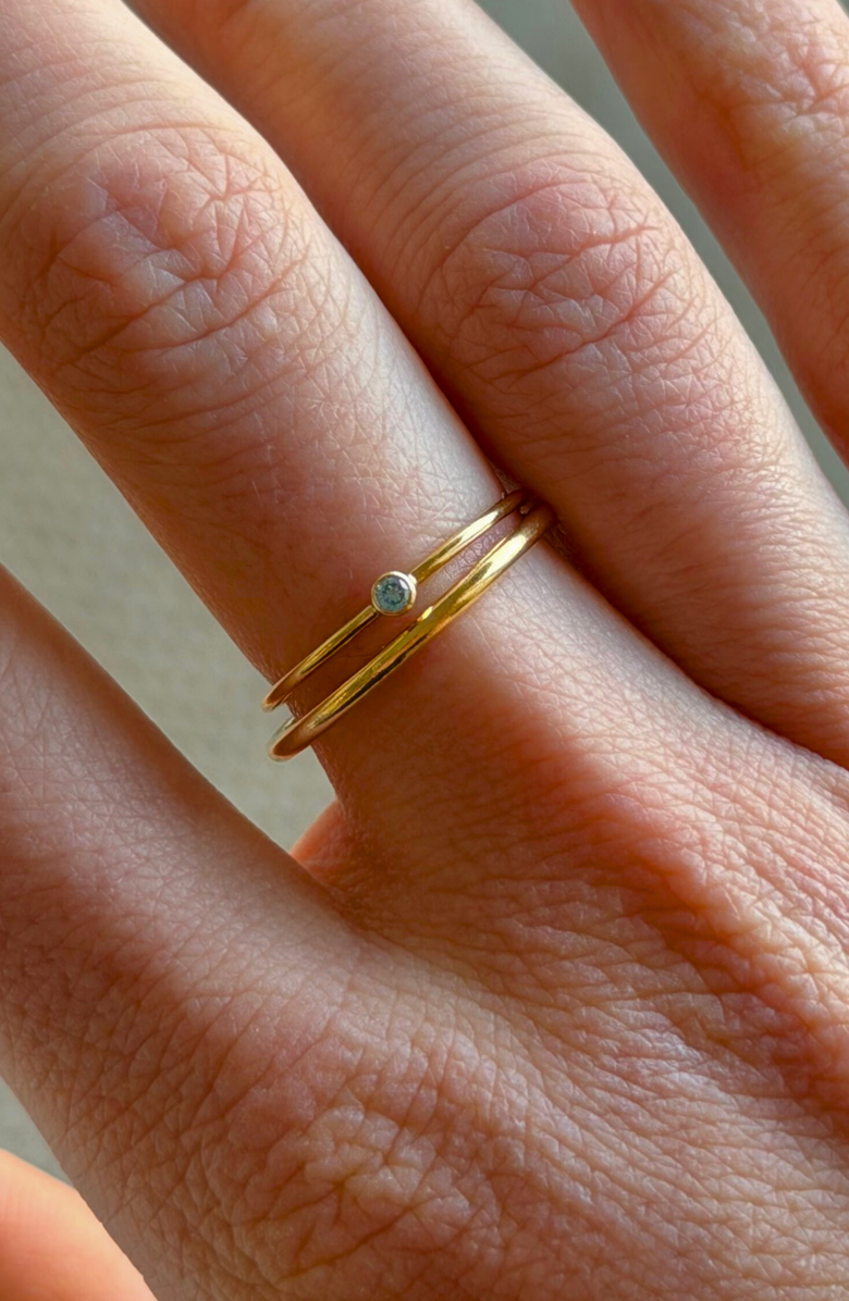 CUFFED BY NANO March Birthstone 14k Gold Filled Dainty Ring Stacking Set, Alternate, color, Gold