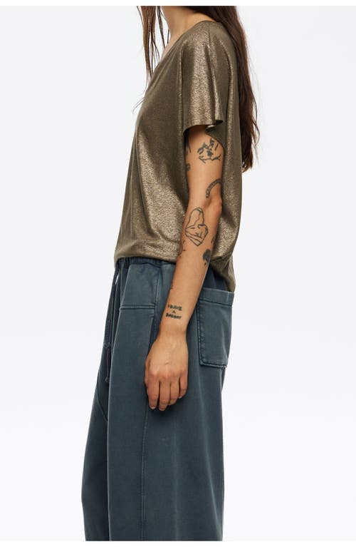 Bimba Y Lola Lurex V-neck T-shirt In Gold